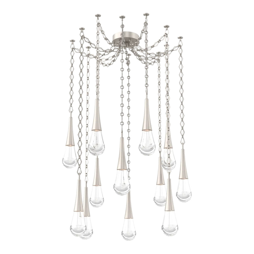 Raindrop Swag Chandelier by Hammerton Studio 12 Lights in Beige Silver with Clear glass on chain