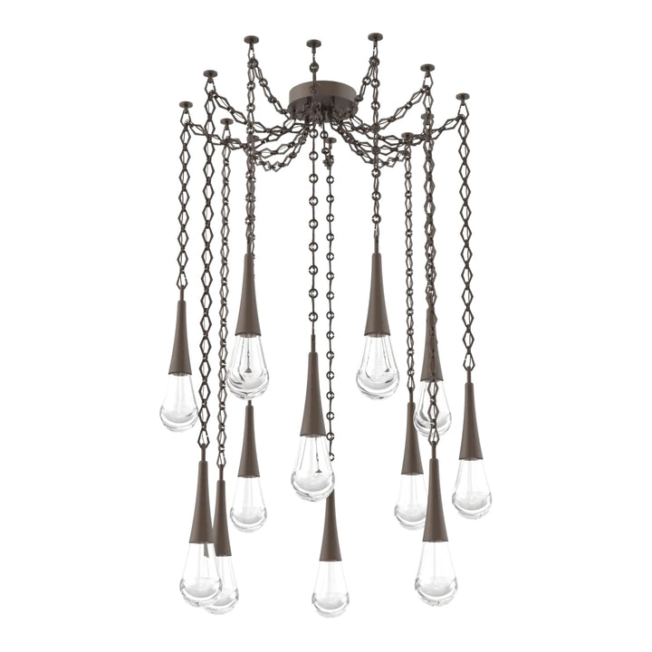 Raindrop Swag Chandelier by Hammerton Studio 12 Lights in Flat Bronze with Clear glass on chain