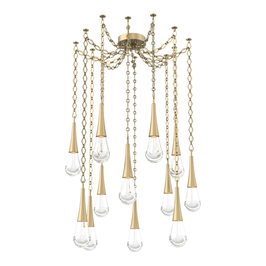 Raindrop Swag Chandelier by Hammerton Studio 12 Lights in Gilded Brass with Clear glass on chain