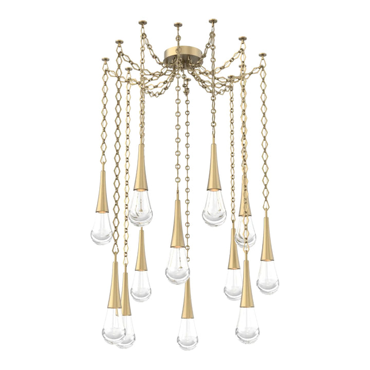 Raindrop Swag Chandelier by Hammerton Studio 12 Lights in Gilded Brass with Clear glass on chain