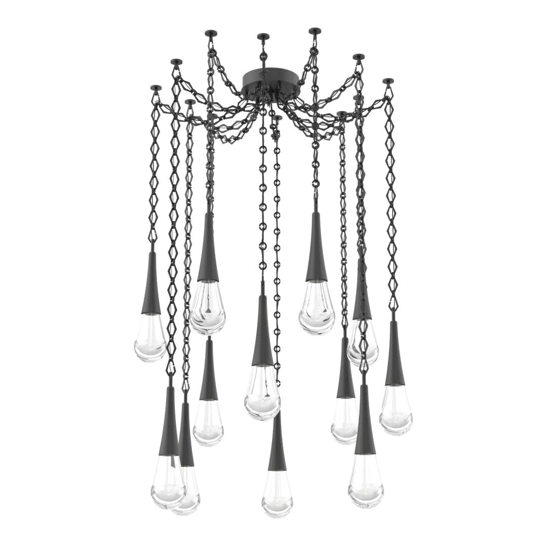 Raindrop Swag Chandelier by Hammerton Studio 12 Lights in Matte Black with Clear glass on chain