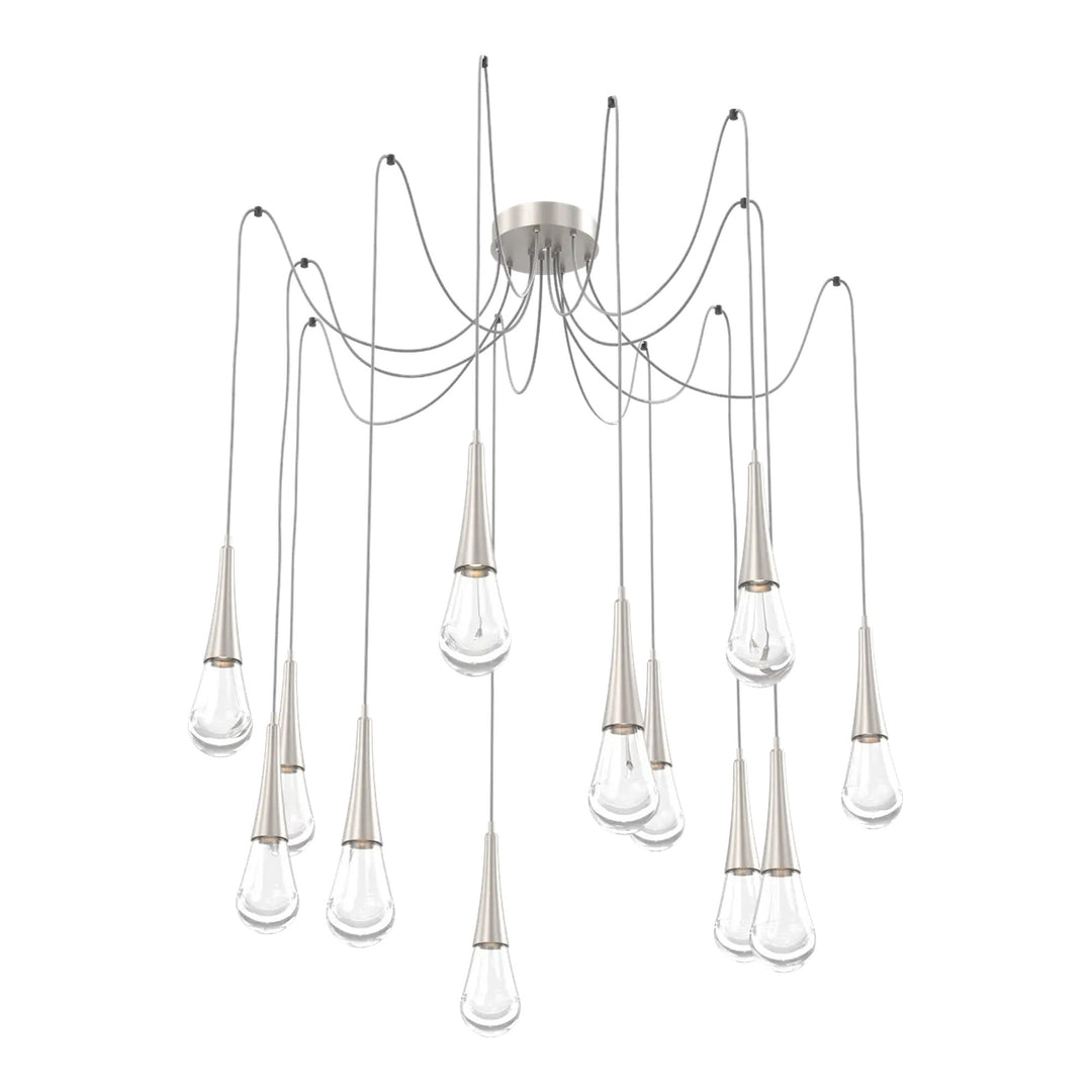 Raindrop Swag Chandelier by Hammerton Studio 12 Lights in Beige Silver with Clear glass on adjustable cord