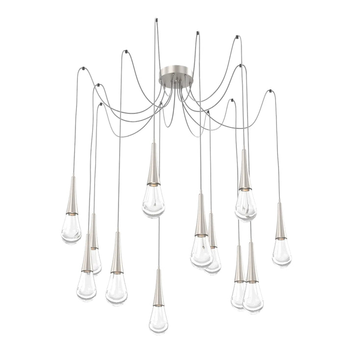 Raindrop Swag Chandelier by Hammerton Studio 12 Lights in Beige Silver with Clear glass on adjustable cord