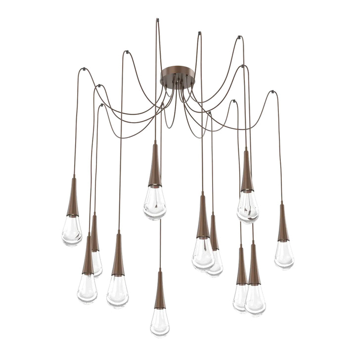 Raindrop Swag Chandelier by Hammerton Studio 12 Lights in Burnished Bronze with Clear glass on adjustable cord