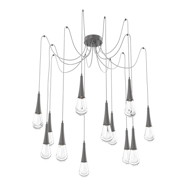 Raindrop Swag Chandelier by Hammerton Studio 12 Lights in Graphite with Clear glass on adjustable cord