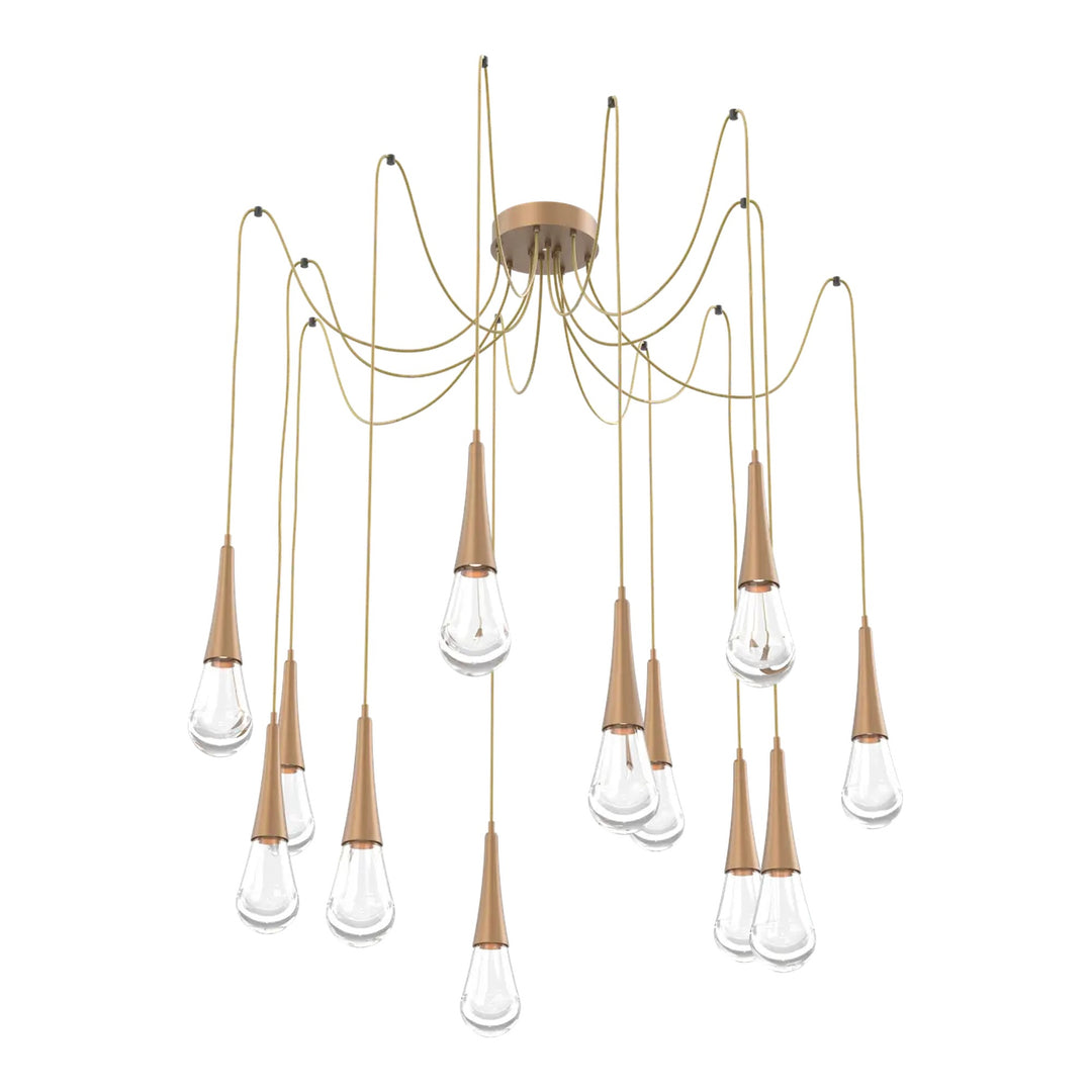 Raindrop Swag Chandelier by Hammerton Studio 12 Lights in Novel Brass with Clear glass on adjustable cord