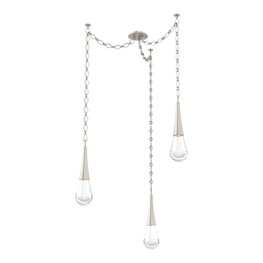 Raindrop Swag Chandelier by Hammerton Studio 3 Lights in Beige Silver with Clear glass on chain