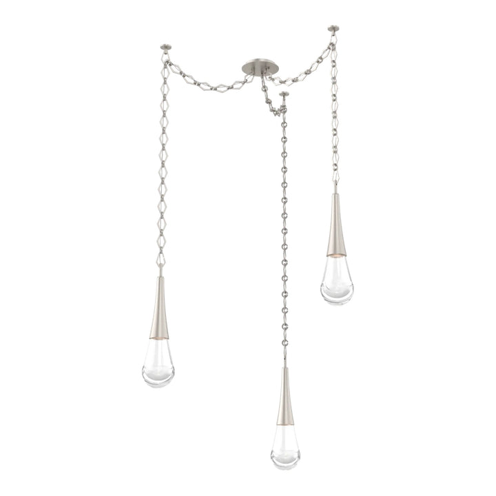 Raindrop Swag Chandelier by Hammerton Studio 3 Lights in Beige Silver with Clear glass on chain