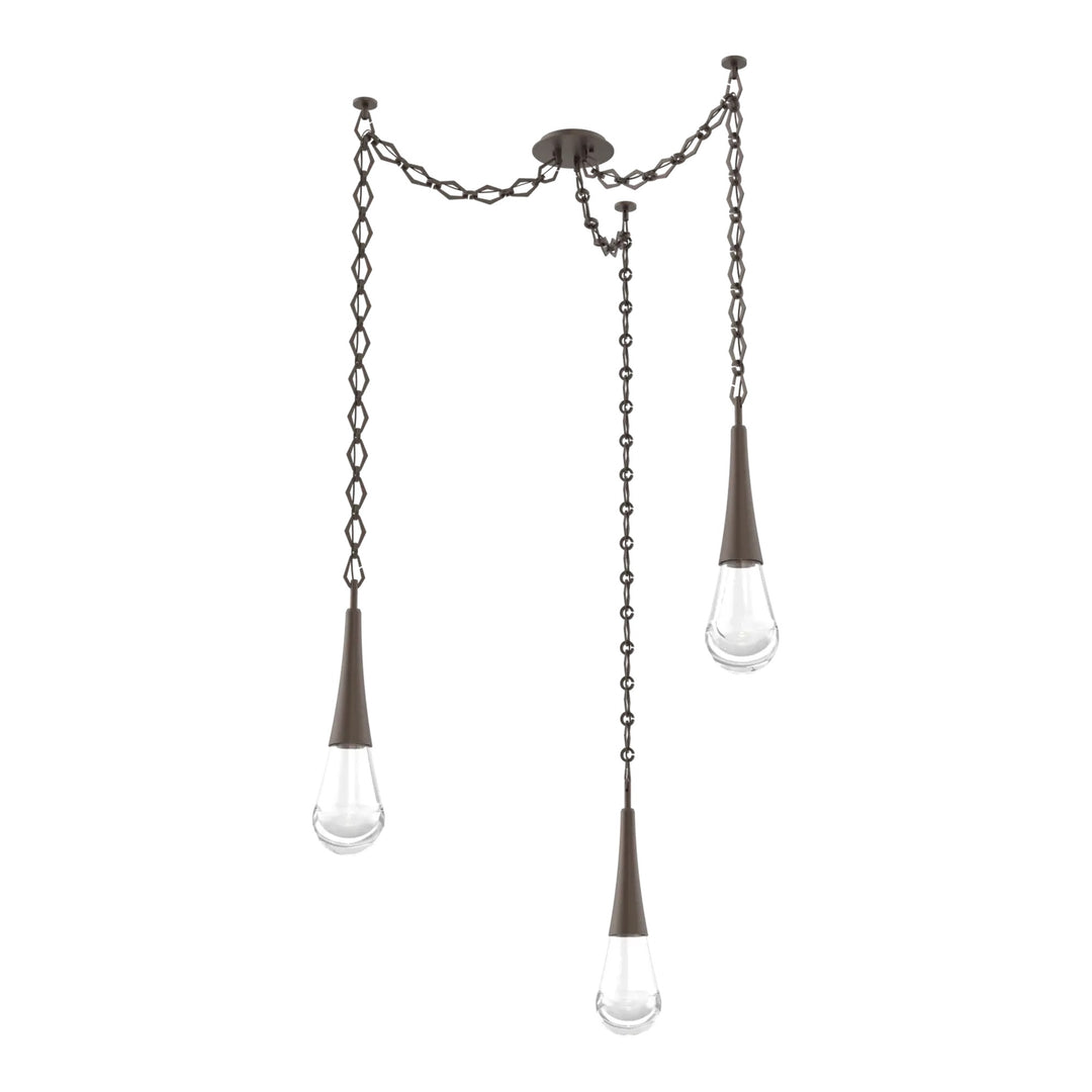 Raindrop Swag Chandelier by Hammerton Studio 3 Lights in Flat Bronze with Clear glass on chain