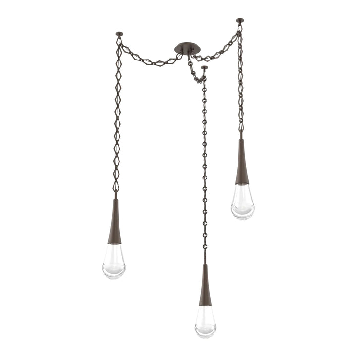 Raindrop Swag Chandelier by Hammerton Studio 3 Lights in Flat Bronze with Clear glass on chain