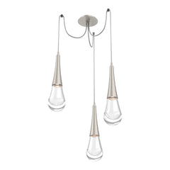 Raindrop Swag Chandelier by Hammerton Studio 3 Lights in Beige Silver with Clear glass on adjustable cord