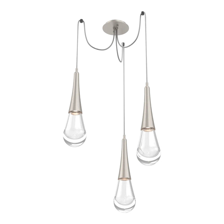 Raindrop Swag Chandelier by Hammerton Studio 3 Lights in Beige Silver with Clear glass on adjustable cord