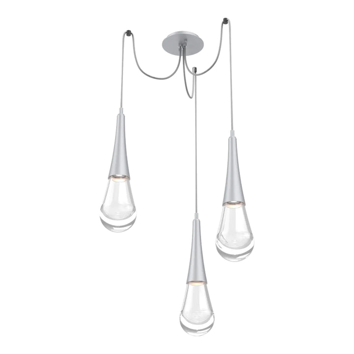 Raindrop Swag Chandelier by Hammerton Studio 3 Lights in Classic Silver with Clear glass on adjustable cord