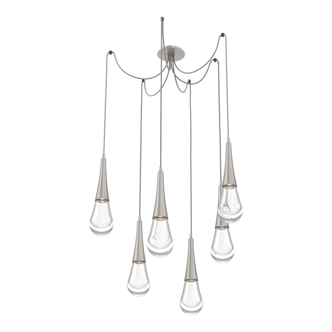 Raindrop Swag Chandelier by Hammerton Studio 6 Lights in Beige Silver with Clear glass on adjustable cord