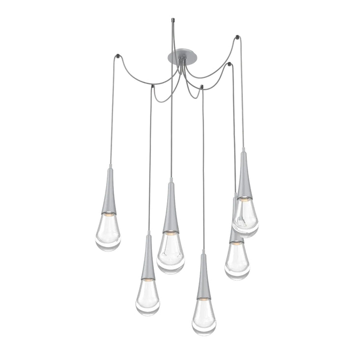 Raindrop Swag Chandelier by Hammerton Studio 6 Lights in Classic Silver with Clear glass on adjustable cord