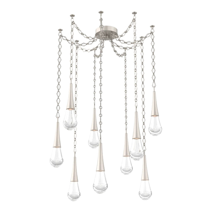 Raindrop Swag Chandelier by Hammerton Studio 9 Lights in Beige Silver with Clear glass on chain