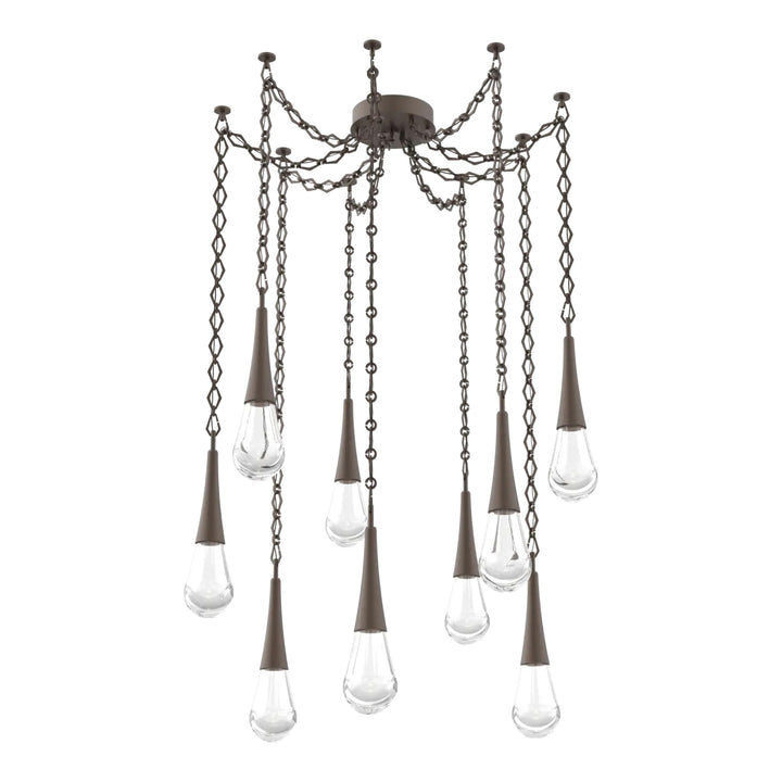 Raindrop Swag Chandelier by Hammerton Studio 9 Lights in Flat Bronze with Clear glass on chain