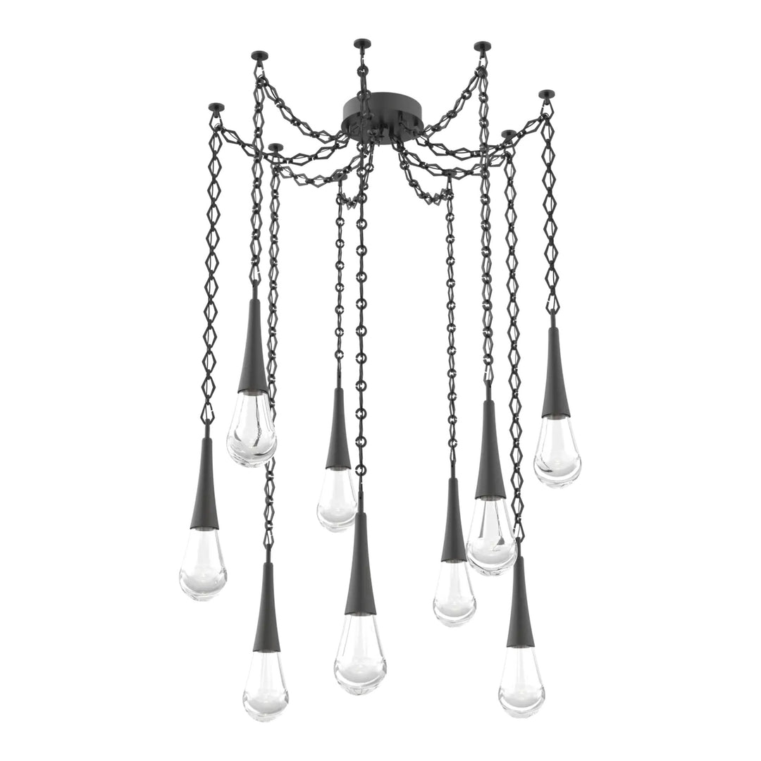 Raindrop Swag Chandelier by Hammerton Studio 9 Lights in Matte Black with Clear glass on chain
