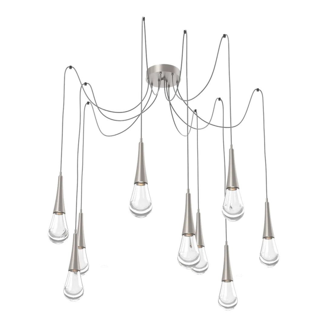 Raindrop Swag Chandelier by Hammerton Studio 9 Lights in Beige Silver with Clear glass on adjustable cord