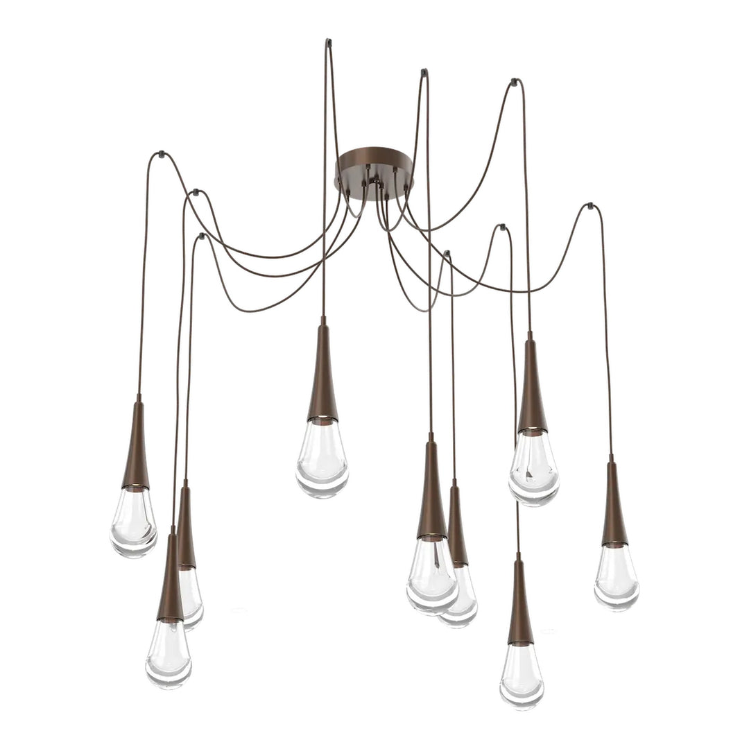 Raindrop Swag Chandelier by Hammerton Studio 9 Lights in Burnished Bronze with Clear glass on adjustable cord