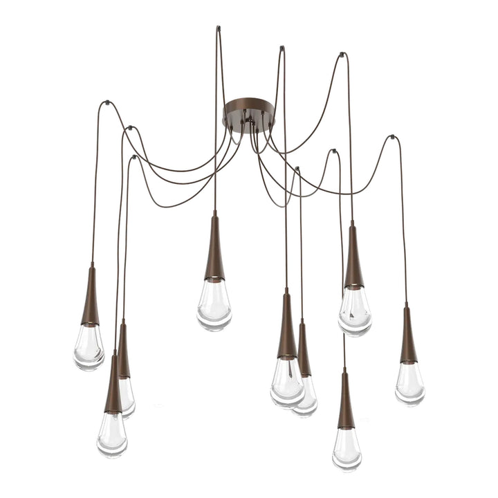 Raindrop Swag Chandelier by Hammerton Studio 9 Lights in Burnished Bronze with Clear glass on adjustable cord