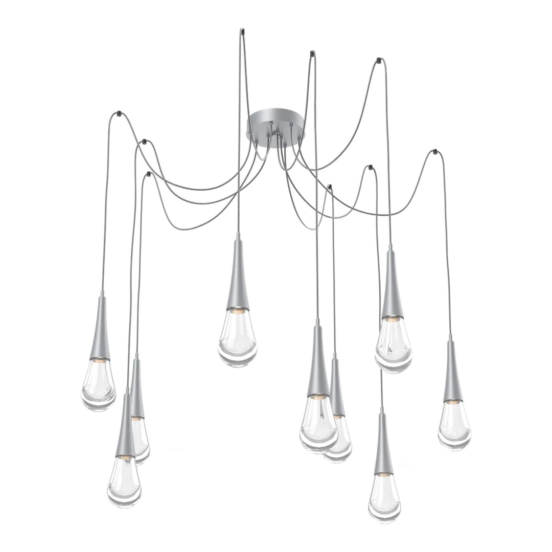 Raindrop Swag Chandelier by Hammerton Studio 9 Lights in Classic Silver with Clear glass on adjustable cord