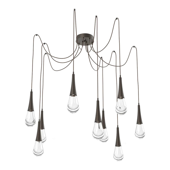 Raindrop Swag Chandelier by Hammerton Studio 9 Lights in Flat Bronze with Clear glass on adjustable cord