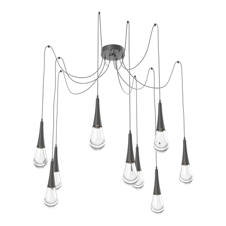 Raindrop Swag Chandelier by Hammerton Studio 9 Lights in Graphite with Clear glass on adjustable cord