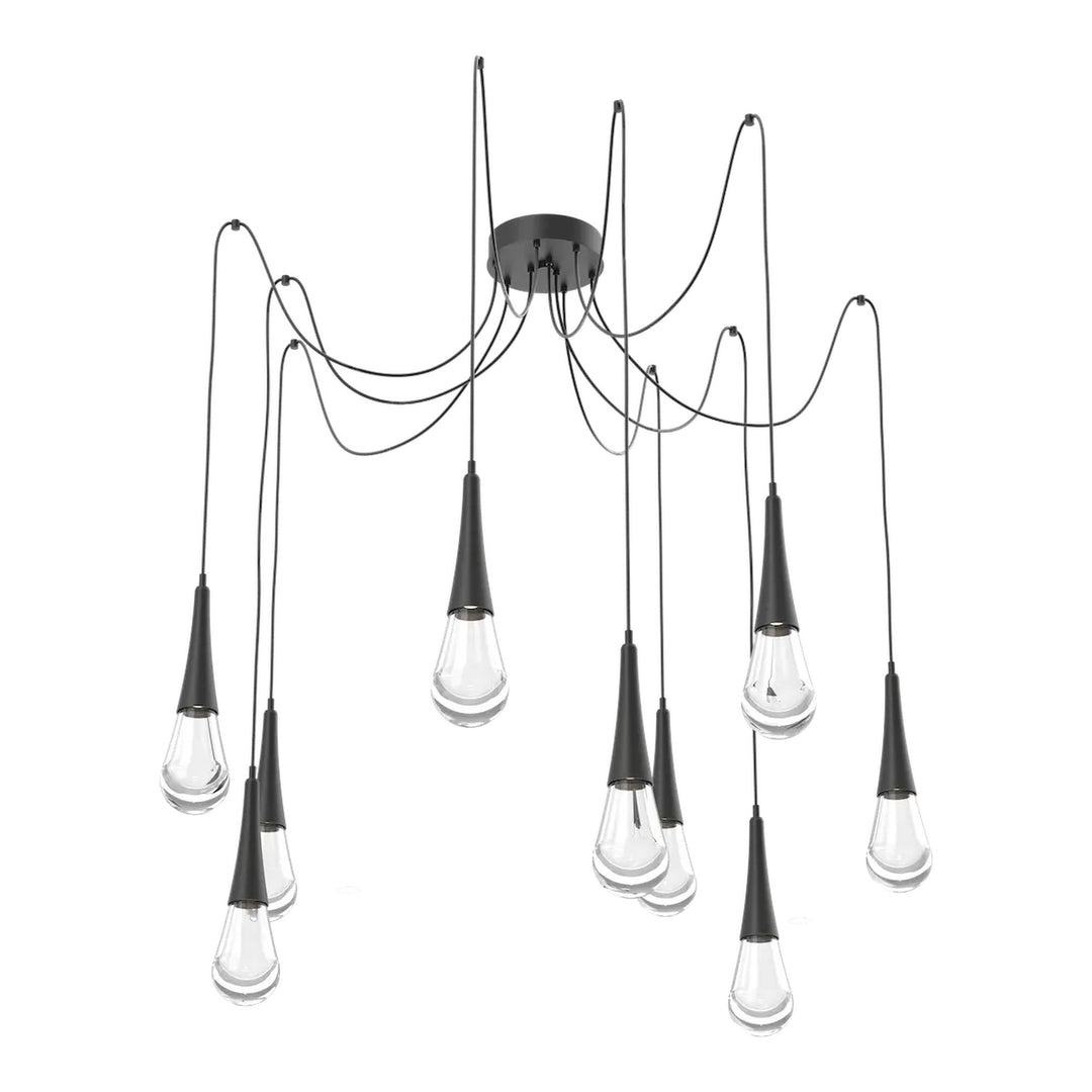 Raindrop Swag Chandelier by Hammerton Studio 9 Lights in Matte Black with Clear glass on adjustable cord
