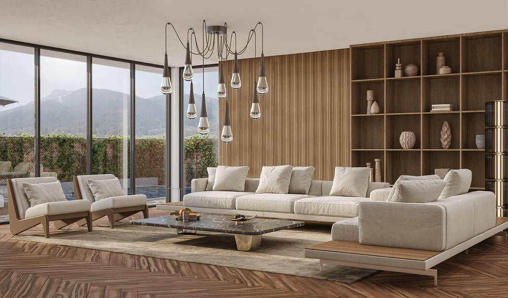 Raindrop Swag Chandelier by Hammerton Studio in a styled interior