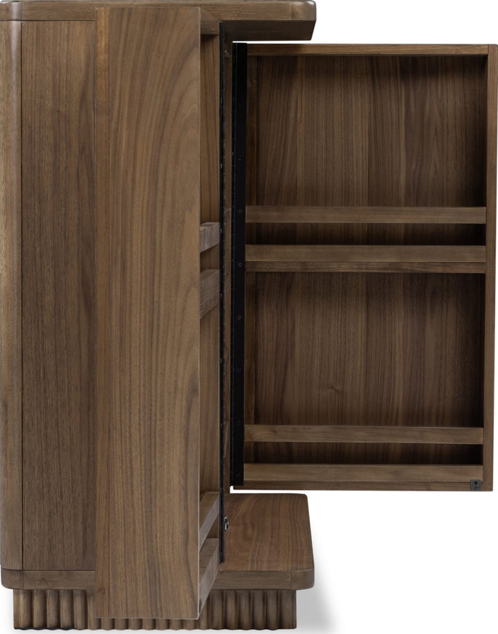 Ravelle Bar Cabinet in Walnut Grove — lifestyle photo