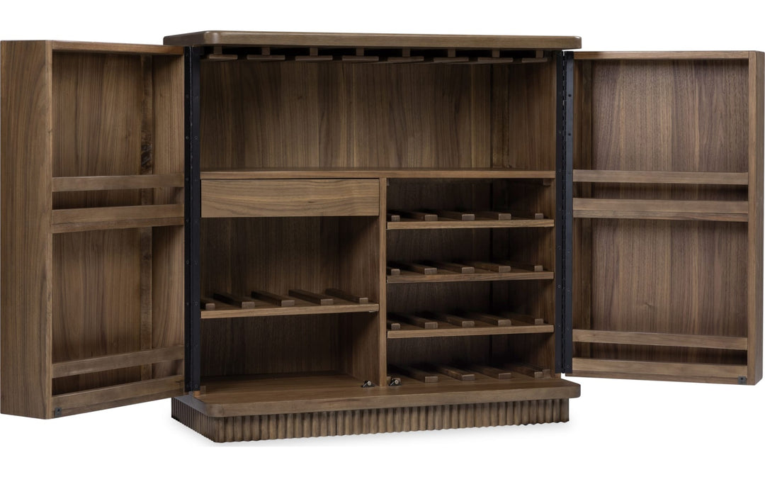 Ravelle Bar Cabinet in Walnut Grove — product view on a white background