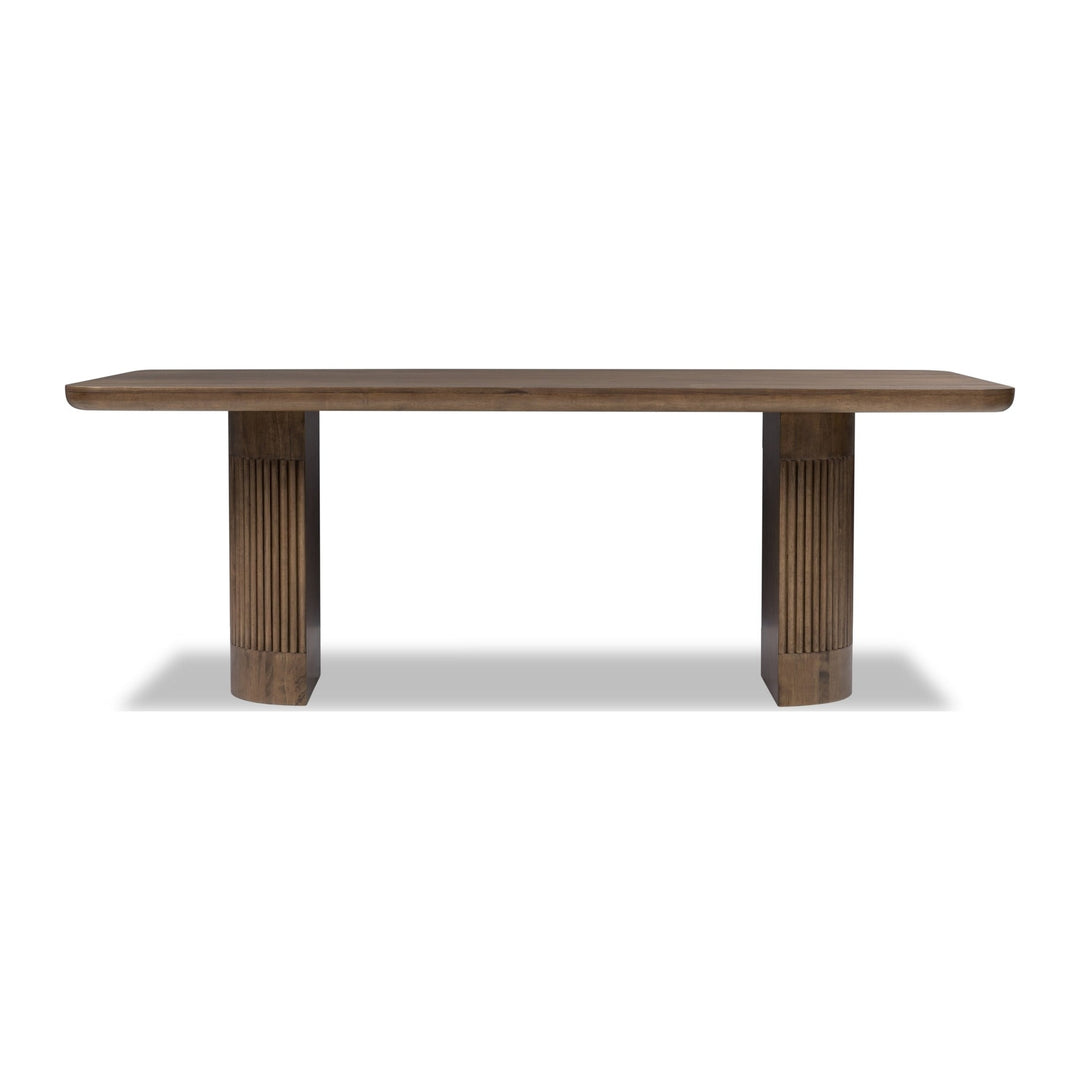 Ravelle Fixed Dining Table by Modus in Walnut Grove — product view on a white background