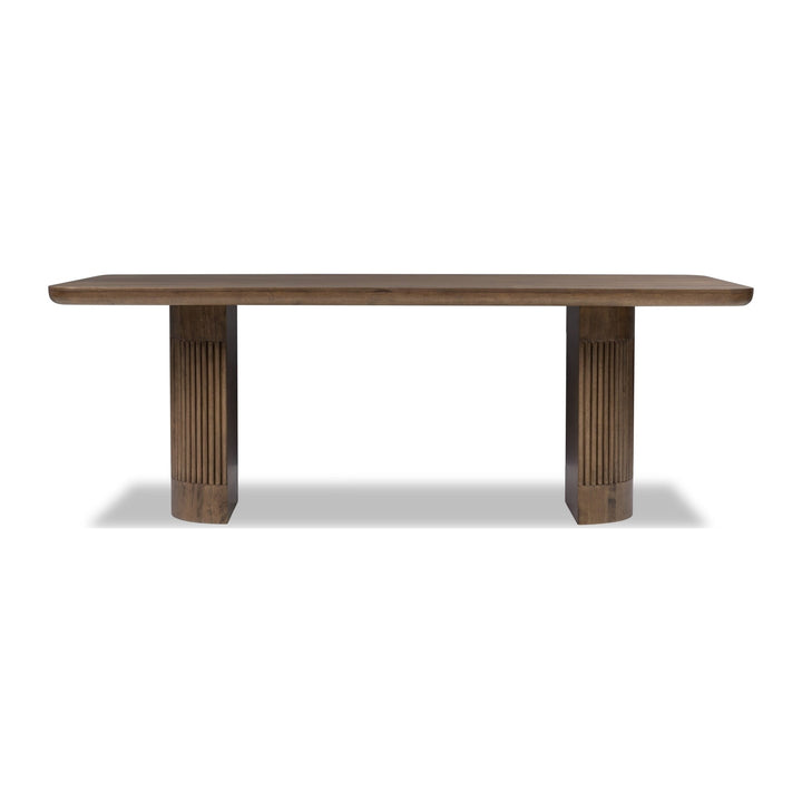 Ravelle Fixed Dining Table by Modus in Walnut Grove — product view on a white background