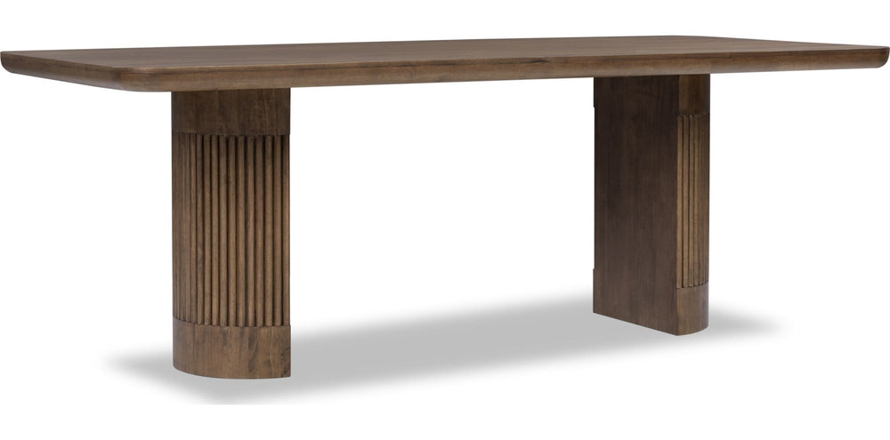 Ravelle Fixed Dining Table in Walnut Grove — product view on a white background