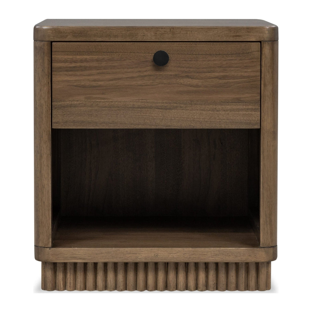 Ravelle One Drawer Nightstand by Modus in Walnut Grove — on a white background