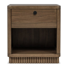 Ravelle One Drawer Nightstand by Modus in Walnut Grove — on a white background