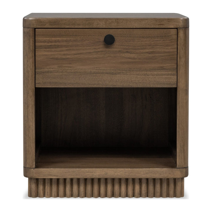Ravelle One Drawer Nightstand by Modus in Walnut Grove — on a white background