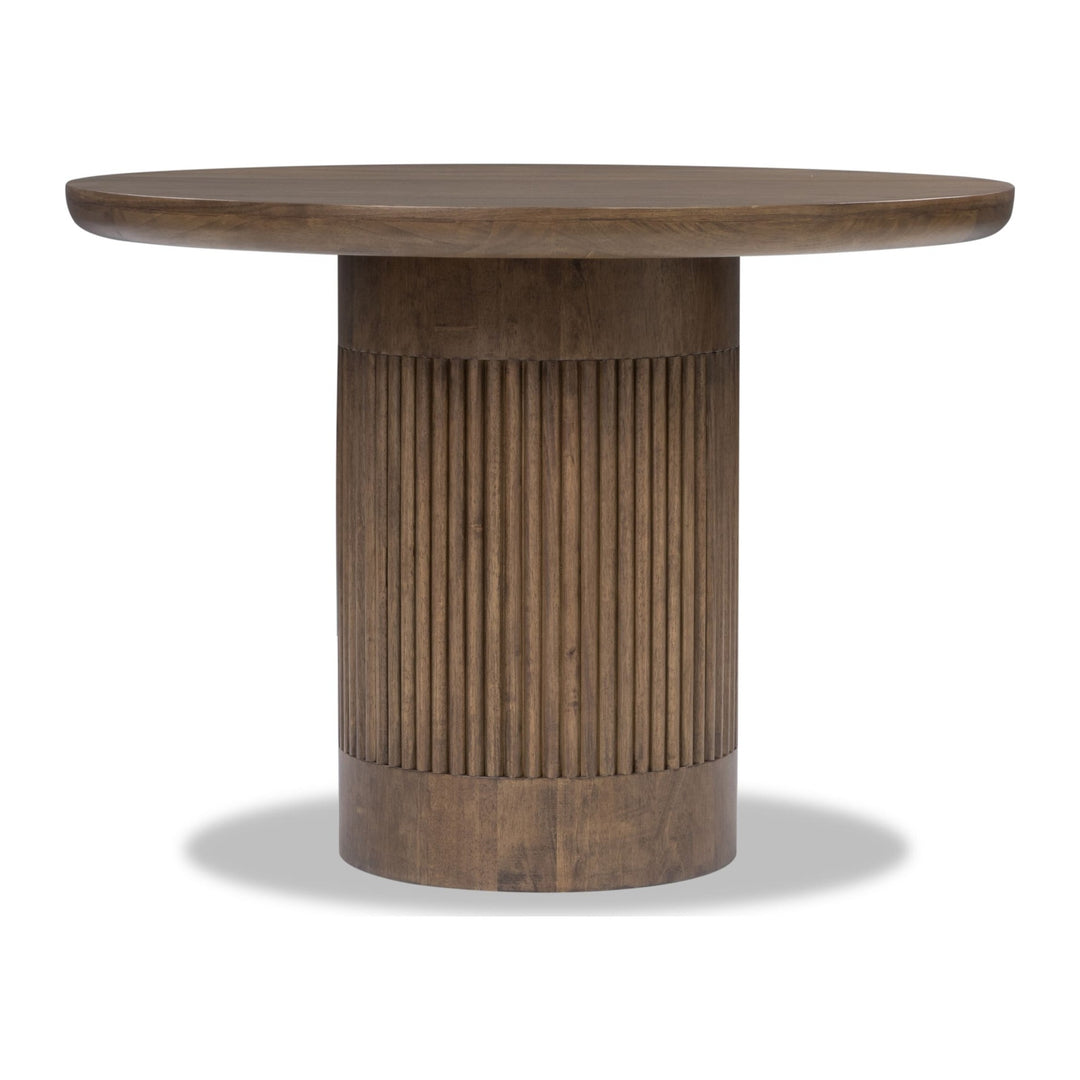 Ravelle Round Dining Table by Modus in Walnut Grove — product view on a white background