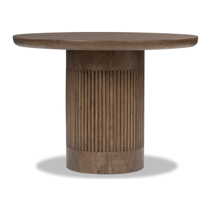 Ravelle Round Dining Table by Modus in Walnut Grove — product view on a white background