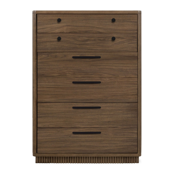 Ravelle Six Drawer Chest by Modus in Walnut Grove — on a white background