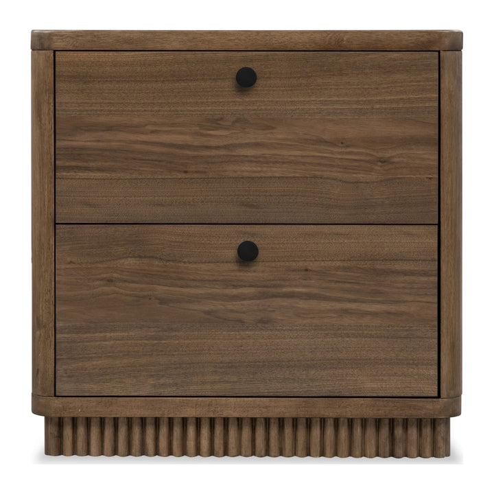 Ravelle Two Drawer Nightstand by Modus in Walnut Grove — on a white background