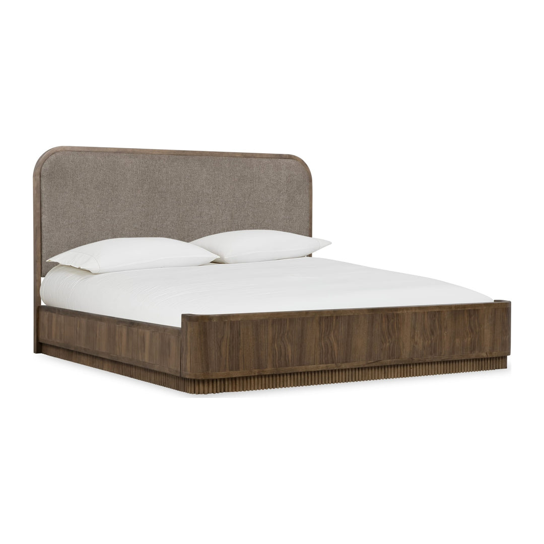 Ravelle Upholstered Bed by Modus — white background, angled view