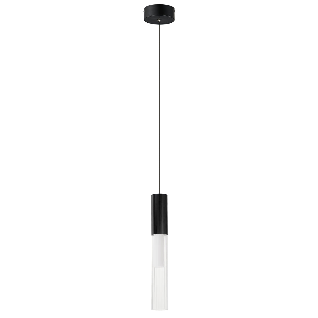 Reeds 1-Light LED Pendant by ET2 Lighting in Black, front view