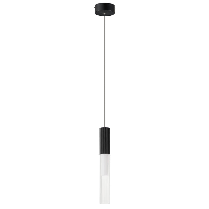 Reeds 1-Light LED Pendant by ET2 Lighting in Black, front view