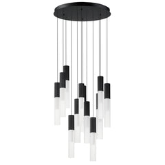 Reeds 12-Light LED Pendant by ET2 Lighting in Black, front view