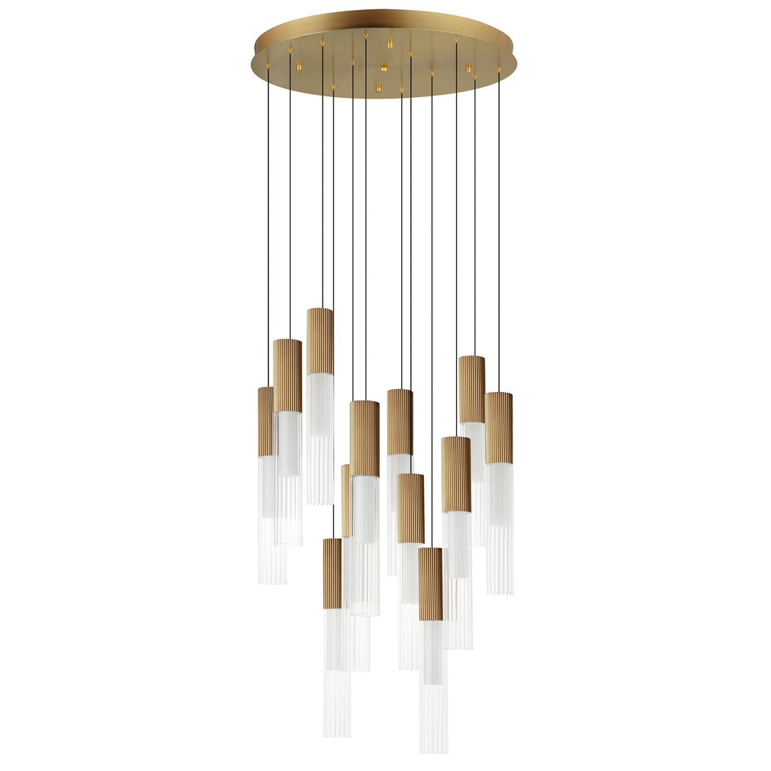 Reeds 12-Light LED Pendant by ET2 Lighting in Gold finish