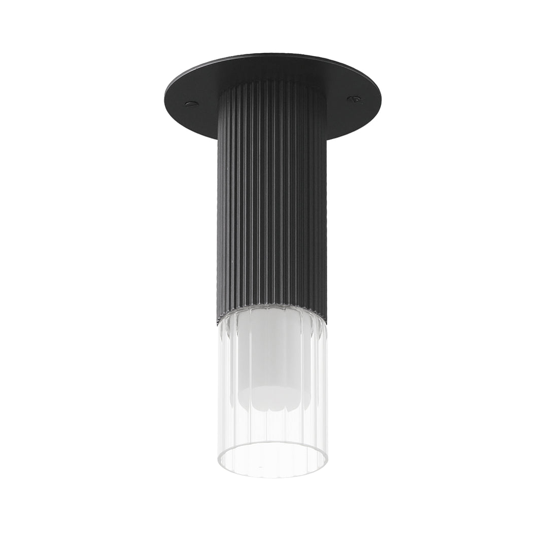 Reeds LED Flush Mount by ET2 Lighting in Black, front view