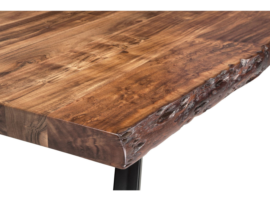 Reese Live Edge Dining Table in Natural Acacia — product view on a white background