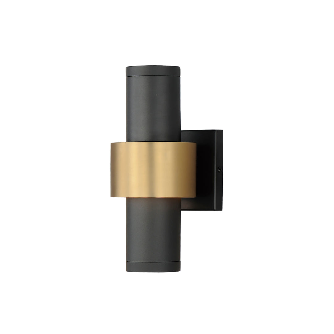 Reveal Medium LED Outdoor Wall Sconce by ET2 Lighting in Black / Gold, front view